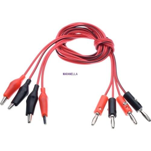 1M Alligator Cilp to AV Banana Plug Test Cable Lead Connector Dual Tester Probe 35mm Crocodile Clip for Multimeter Measure Tool