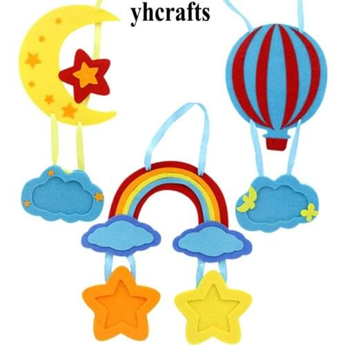 3PCS/LOT.Rainbow moon ballon hanger with picture frame craft kits Early learning educational craft diy toys Kindergarten crafts