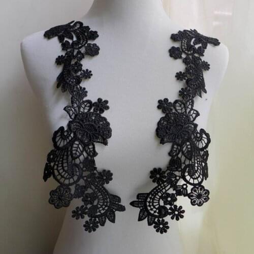 5 Pairs Embroidered Venise Floral Lace Collar Neckline Lace Trim Clothes For Wedding, Bridal Dress,Accessories