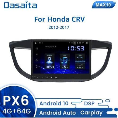 Dasaita 1 Din Android 10.0 Multimedia Player Car Radio Player Stereo for for Honda CR-V 2012-2017 Carplay 64GB 4GB 1280*720 GPS