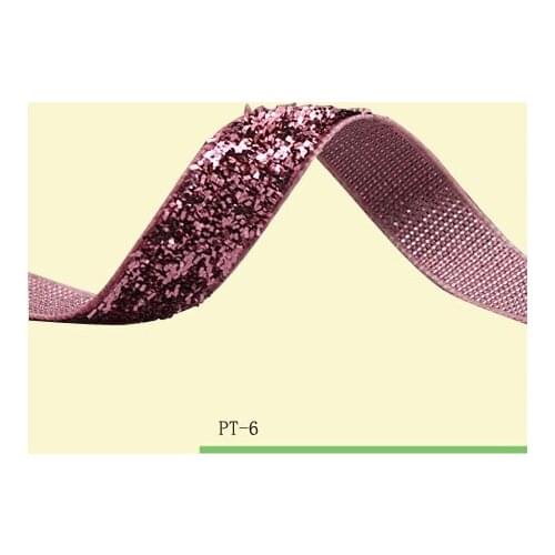 3/8" Glitter Velvet Ribbon Baby Pink Sparkle Ribbon
