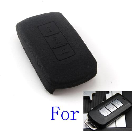 BLK 3BTN Leather Texture Silicone Cover for Mitsubishi ASX Lancer Outlander Remote Case Fob