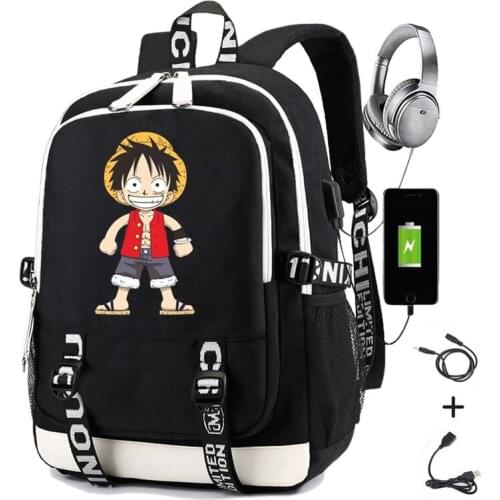 One Piece Boa Hancock Backpack for Men Printing Monkey D. Luffy Tony Tony Chopper Backpack Men Usb Charging College School Bag
