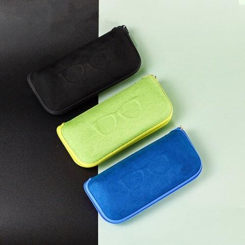 Simple Personality Leather Velvet Sunglasses Case Compression Resistant EVA Zipper Lightweight Sports Myopia Glasses Storage Box