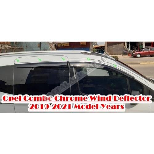 For OPEL COMBO Chrome Rain Wind Deflector 2019 2020 2021 Sunshade Curtains Car Windshield Auto Accessory Universal Ornament