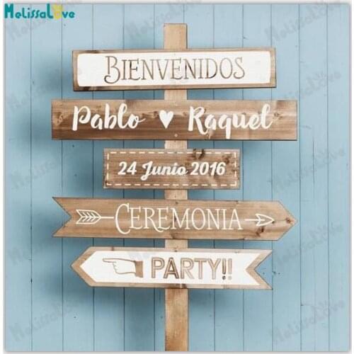Bienvenidos Name And Date Ceremonia Party Spanish Wedding Board Reception Sign Sticker Removable Vinyl Wall Stickers SE035