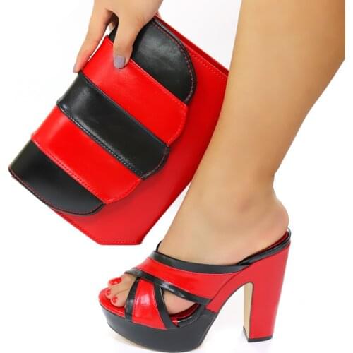 Doershow beautiful Italian Matching Shoes And Bag Set African Style Ladies black Shoes And Bag To Match For Wedding !SGF1-12