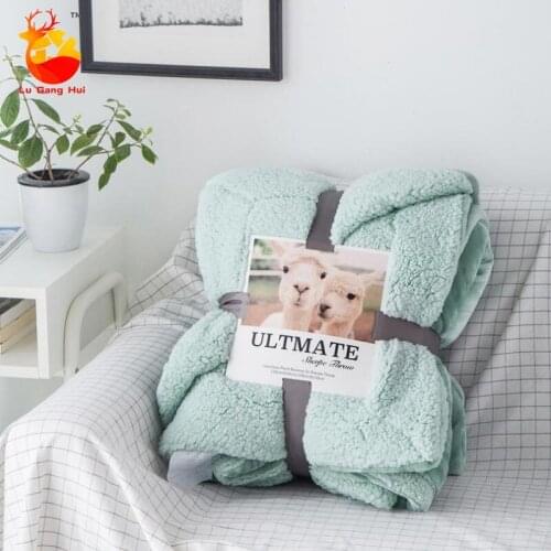 Double Layer Lamb Wool Blanket Solid Color Thick Flannel Winter Double-sided Childrens Blanket Throw