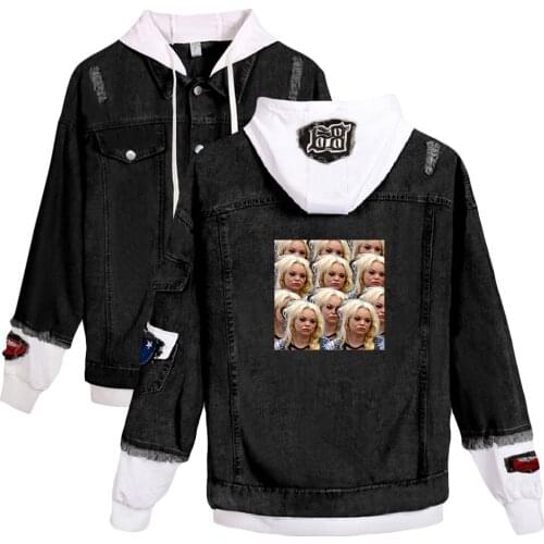 Trisha Paytas print autumn winter Holiday Men/Women Street clothe Denim Kawaii Hooded denim jacket