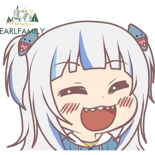 EARLFAMILY 13cm x 10.6cm Anime Car Stickers for Gawr Gura Hololive Peeker Decals JDM VAN Windows Bumper Trunk Sticker