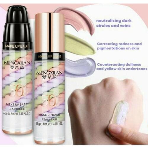 Natural Nude Makeup Mixed Isolation Lotion Fill Pores Moisturiz Bright Primer Concealer Foundation Three-color Base Liquid Skin