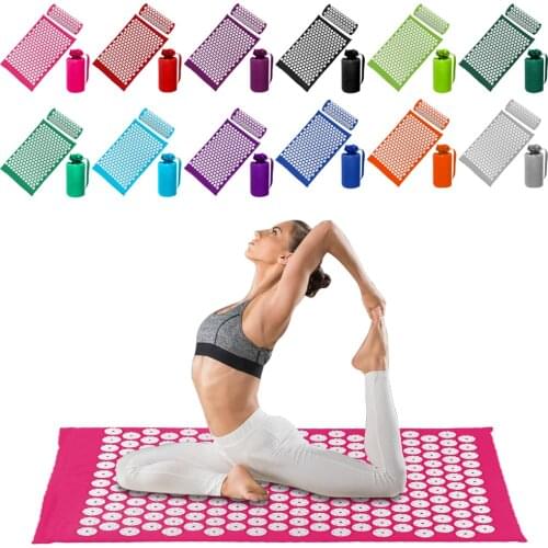 Massager Cushion Massage Yoga Mat Acupressure Relieve Stress Back Body Pain Spike Mat Acupuncture Massage Yoga Mat with Pillow