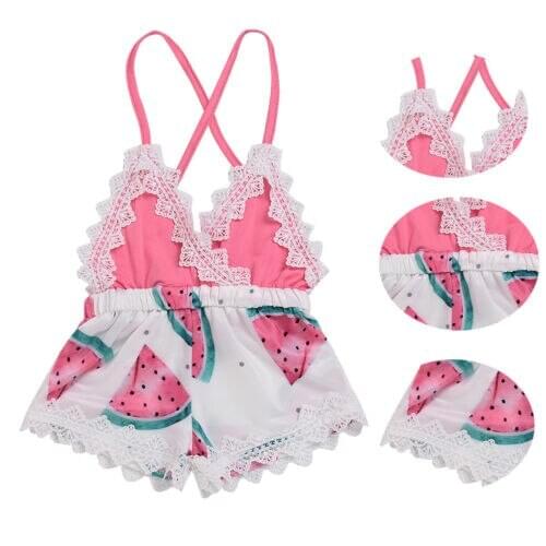 Newborn Toddler Baby Girl Stappy Lace Backless Jumpsuit Bodysuit Romper Outfit