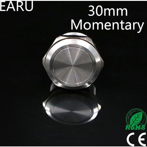30mm Metal Stainless Steel Waterproof Momentary Doorebll Bell Horn Push Button Switch Car Auto Engine Start PC Power Self-reset