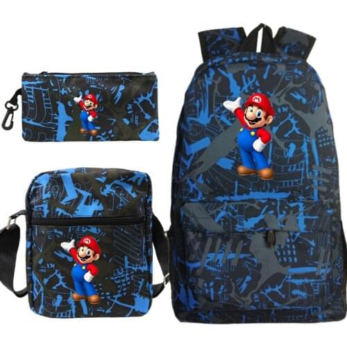 Fashion Mario School Backpack Boys Girls Back To School Gifts 3 PCS/Set Beautiful Pattern Mochilas Teens Bookbags Backpack
