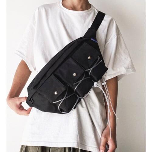 Black Tactical Package Unisex Chest Bags Canvas Men Travel Bag Outdoor Phone Pouch Short Trip Bag Male Multi-Function Belt Pack