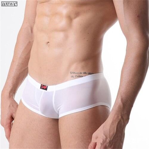Brand Mens Ice Silk Underwear EU Size M-XL Male Boxers Breathable Sexy Youth Trunk Shorts Ultra-Thin