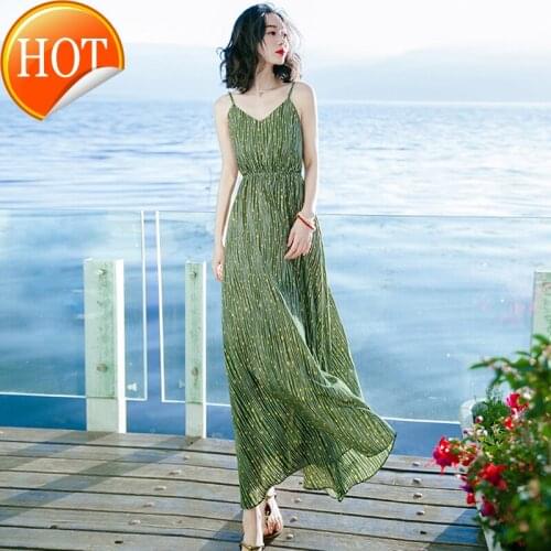 New beach holiday clothes womens fresh ankle dress