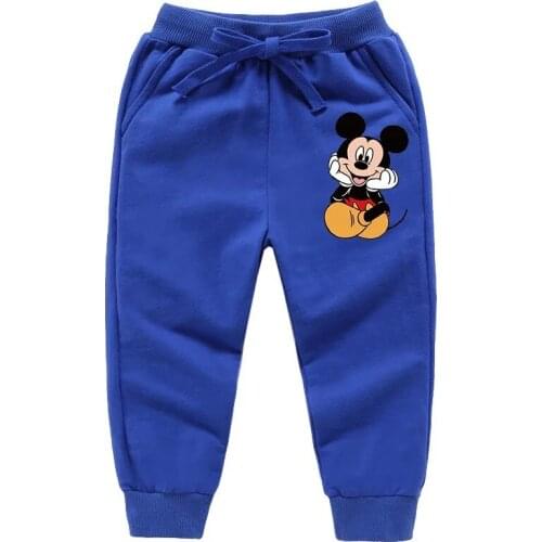 Autumn New Cartoon Disney Mickey Mouse Boy Pants Casual Cotton Toddler Kids Trousers Baby Girl Sports Pants For 0-11 Years