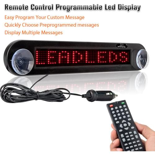 12V Car Red LED Programmable Message Sign Scrolling Display Board with remote control car led display