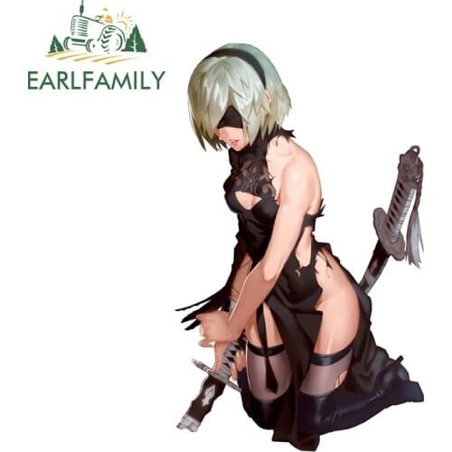 EARLFAMILY 13cm x 8.2cm for Nier Automata 2B Broken Car Sticker Personality Creative VAN Vinyl Car Wrap Waterproof Window Decal