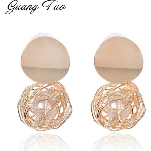 New Fashion Statement Drop Earrings for Women Pearl & Ball Geometric Earrings Gold Color Dangle Earing Fashion Jewelry 2021