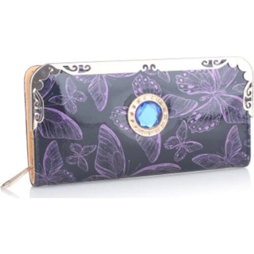 2018 For women purse lady long Butterfly purse with zipper patent leather wallet large capacity zipper womens wallets