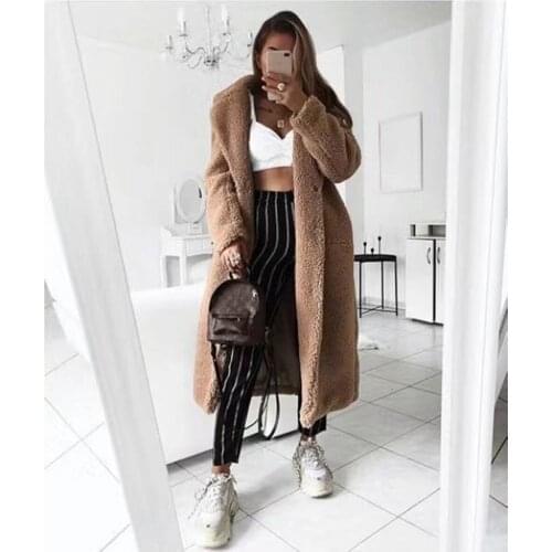 Women Fur Coat Autumn Winter Coat Women 2020 Casual Solid Long Female Vintage Jackets Plush Overcoat Chaqueta Mujer