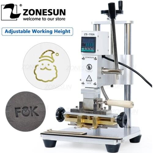 ZONESUN ZS-110A Manual Stamping Machine Heat Upgrade Digital Printing customizable Bronzing Leather Brass Copper Mold Mental