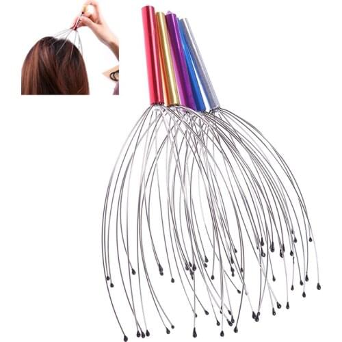 1PC Hot Sales 12 Finger Head Massager Anti Pain Relief Octopus Scalp Neck MassageTool Relax Body Steel Ball Manual Massager Tool