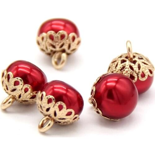 10pcs 12mm Red Pearl Wedding Sewing Buttons For Clothes Women Shirt Dress Decorative DIY Crafts Handmade Accessories Wholesale