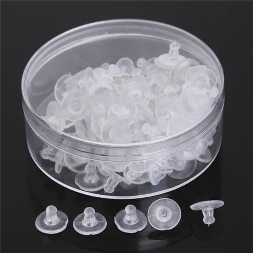 100pcs/lot Earrings Jewelry Accessories Rubber Back Silicone Round Ear Plugging Blocked Plastic Earring Back Stoppers for DIY