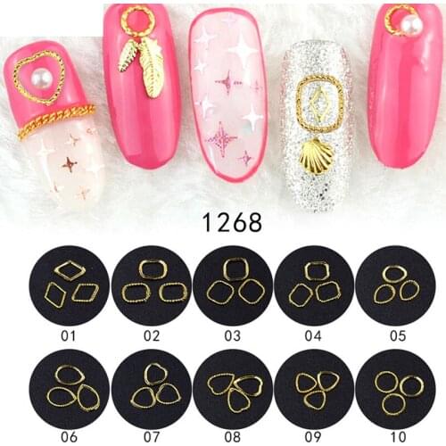 1000pcs Gold metal nail art Hollow design for nails decorations supplies