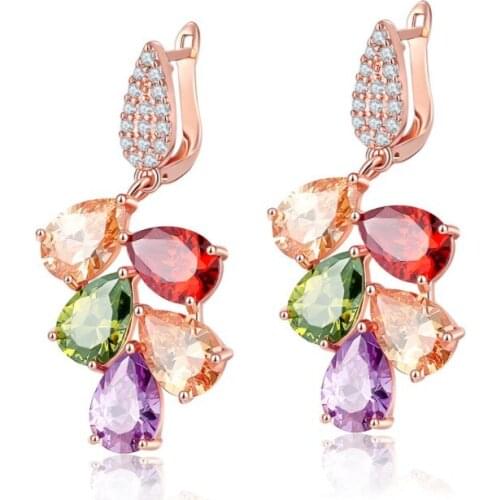 2021 NEW Zircon crystal colorful drops long earrings jewelry Crystals from Swarovskis Fit Mona Lisa For Women Wedding Earring