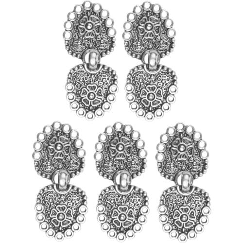 5 Pairs Cardigan Fasteners Retro Chinese Buttons Cape Cloak Clasps Sew On Clothing Pin Brooch Flower Heart Shaped Sewing Buckles