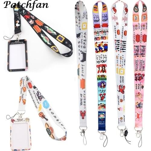 AD237 Patchfan Cartoon Friend Tv Show Lanyard Keychain key Badge Mobile Phone Rope Lanyard With Kawaii Card Holder Cover