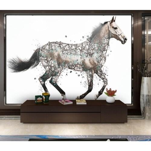 Free Shipping Art Gallery Fashion Retro Nordic Geometric Horse Living Room Decoration Mural Animal Custom 3d Wallpaper