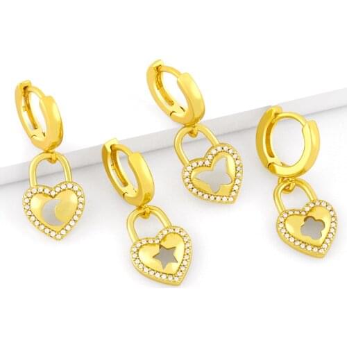 FLOLA Small Star And Moon Earrings For Women Gold Plated Butterfly Dangle Earrings Huggies CZ Wholesale Jewelry Gifts ersx07