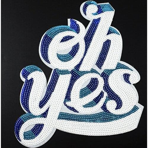 T shirt Women iron on patch sequins 28cm ohyes deal with it letters patches for clothing stickers 3d t shirt mens free shipping