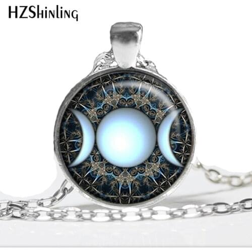 HZ--A277 2017 New Triple Goddess moon jewelry Wiccan jewelry pagan Art Glass Pendant Glass Photo Pendant Neckalce HZ1