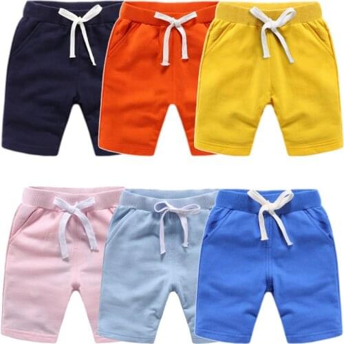 2021 Children Summer Shorts for Boys Girls Cotton Solid Elastic Waist Beach Short Sports Pants Toddler Kids Clothes Dropship 10Y