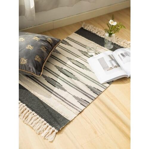 Moroccan Bathroom Rugs Small Fringe Rug Tribal Rug Woven Boho Bath Mat Tassels Geometric Machine Washable Indoor outdoor Rugs