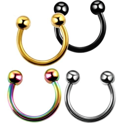 Circular Ring Ball Head Horseshoe Piercing Women Men Nose Septum Ring Lip Nipple Eyebrow Rings Lobe Hoops Cartilage Earrings