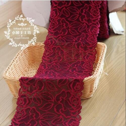1 Yard/lot 17cm Wide Elastic Lace Trim Ribbon Fabric DIY Crafts Sewing Supplies Decoration Accessories For Wedding Garments Hair