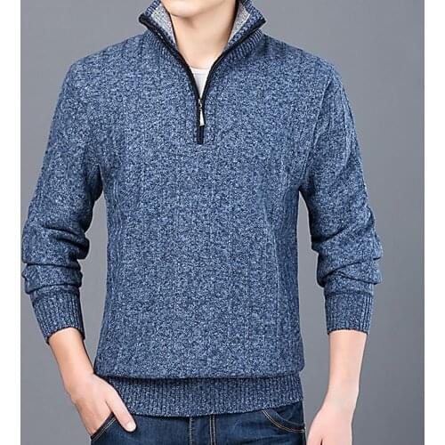40%HOTMen Autumn Winter Long Sleeve Half Zip Thick Pullover Warm Knitted Sweater Coat