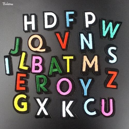 Colorful 26 English letters a set iron on Patches for Clothing Embroidered Garment Applique Stickers Sewing Supplies