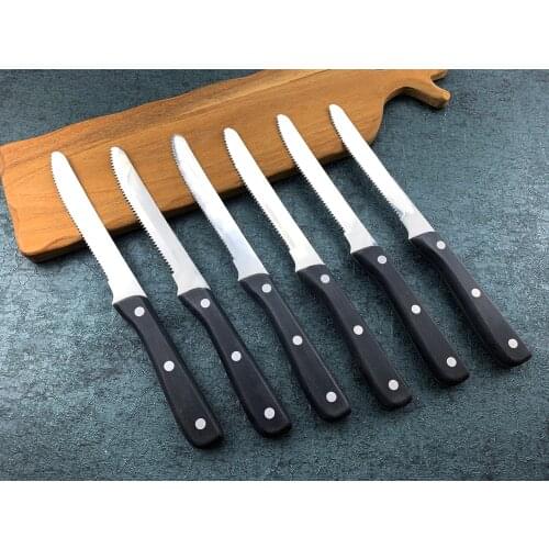6 pieces 12 pieces stainless steel steak knife black handle dinner knife set restaurant tableware set