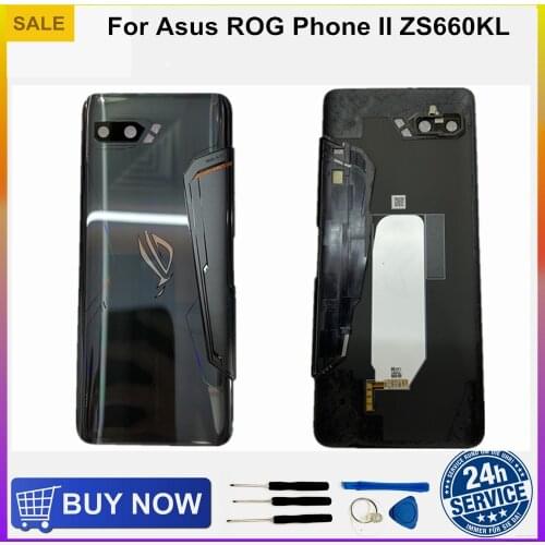 6.59" Original Housing For Asus ROG Phone II 2 ZS660KL I001D I001DA I001DE 3D Glass Rear Back Battery Cover Housing + Glass Lens