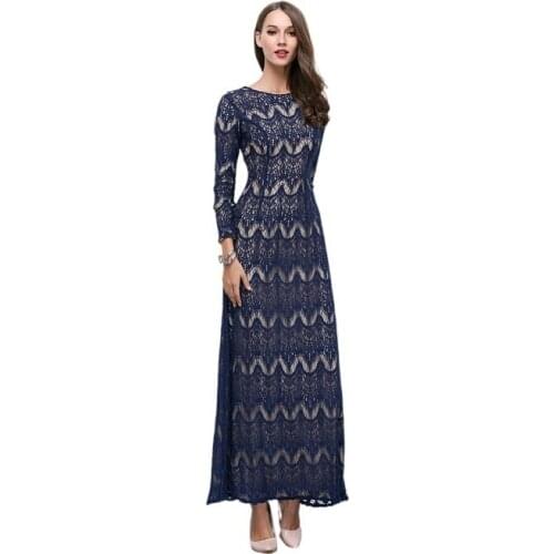 2021 cross border autumn and winter fashion pattern Arab stripe thin round neck long sleeve Middle East Pakistan womens wear