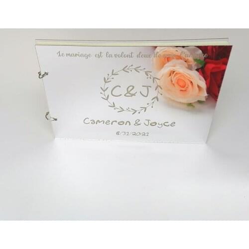 Custom Love Fingerprint Bride & Groom Wedding Signature Guest Book Personalized Mirror Logo For Party Favor Gifts